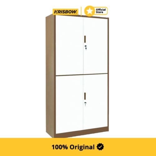 Krisbow File Cabinet Lemari Kantor 4 Pintu - Putih/Cokelat