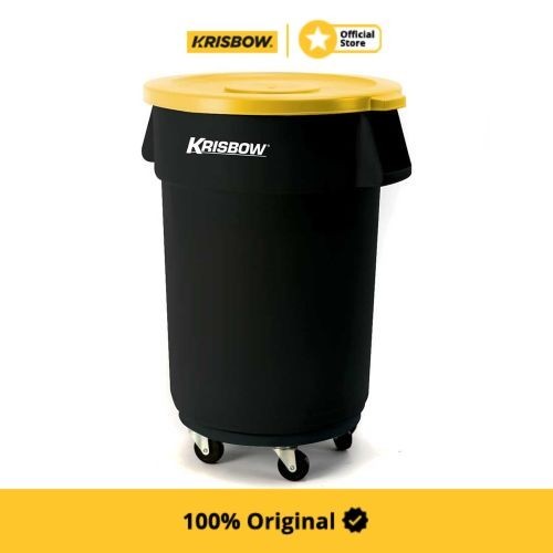 Krisbow Round Bin Tempat Sampah Plastik Tutup 120L - Hitam