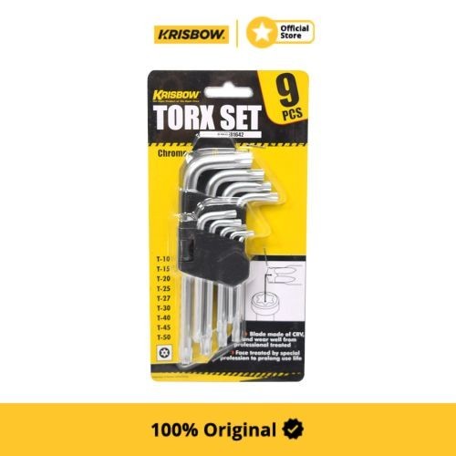 Krisbow Set Kunci L Torx Wrench T10-T50 20 Cm 9 Pcs Lptws3
