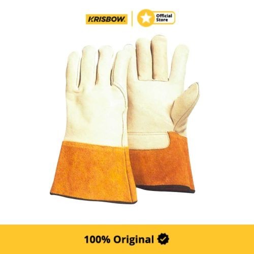 krisbow sarung tangan pengaman las kulit 30 cm - cokelat