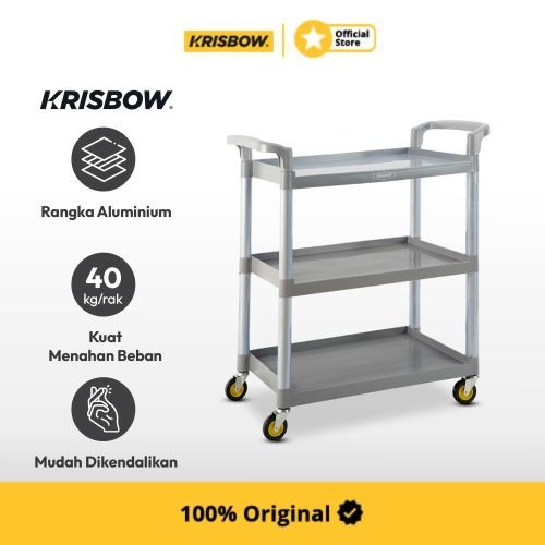 Krisbow Troli Tiga Tingkat 80X41X90 Cm - Abu-Abu
