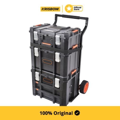 Krisbow Kotak Penyimpanan Peralatan Modular Set 4Pcs - Hitam