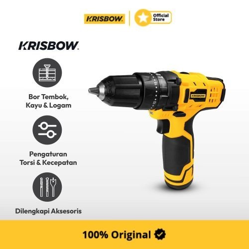 Krisbow Bor Listrik Cordless Impact Drill 10 Mm 12V