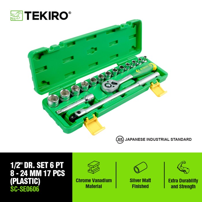TEKIRO 1/2" DR. SET 6 PT 8 - 24 MM (TB PLASTIK) (SM) 17 PCS / TOOLS