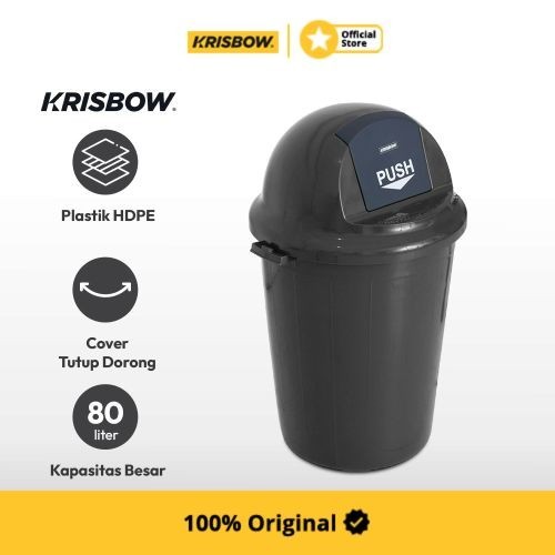 Krisbow Dust Bin Tempat Sampah Plastik 80 Ltr Push Cover
