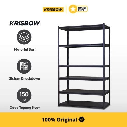 Krisbow Rak Besi 6 Tingkat 120x60x220 Cm - Abu-Abu