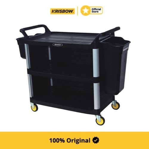 Krisbow Rak Troli 3 Tingkat Trolley Dengan Ember - Hitam