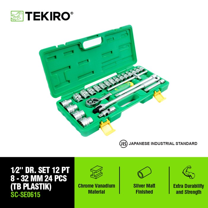 TEKIRO 1/2 INCH SET 12 PT 8 - 32 MM PLASTIK 24 PCS / KUNCI SOCK SET