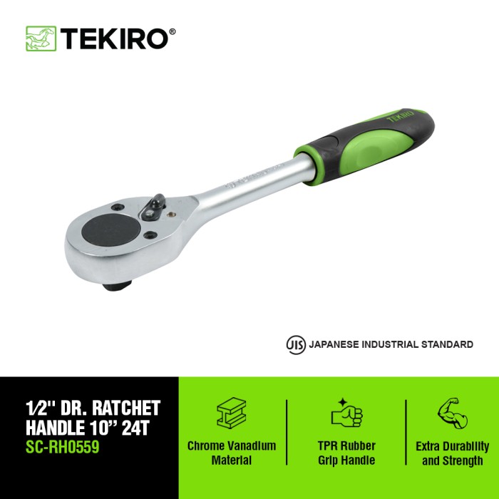 TEKIRO 1/2 INCH RATCHET HANDLE HIJAU KUNING / GAGANG RACHET