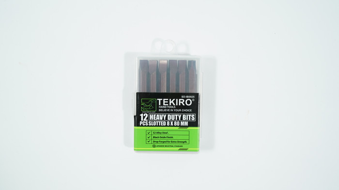 TEKIRO HEAVY DUTY IMPACT BIT SET FLAT 8 X 80 MM 12 PCS