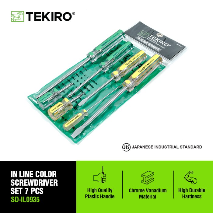 TEKIRO IN LINE COLOR SCREWDRIVER SET 7 PCS / OBENG IN LINE 7PCS