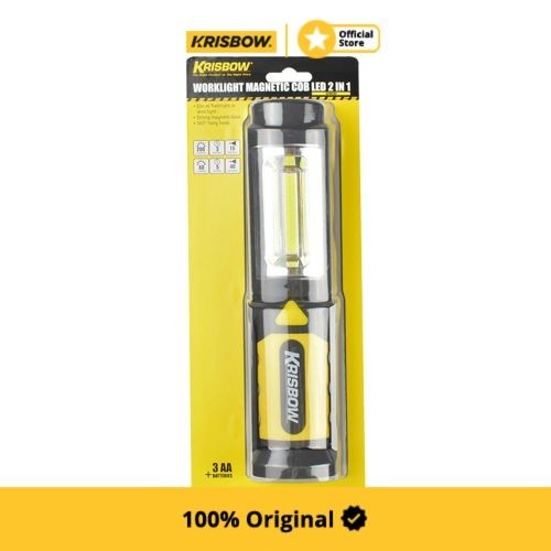 Krisbow Worklight Lampu Kerja Led Cob Magnetik 2 In 1 200 Lm