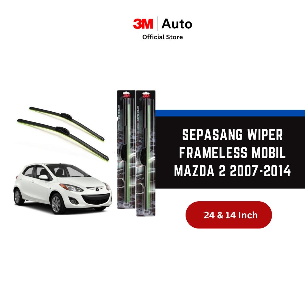 3M Wiper Frameless Mobil Mazda 2 ( 2007-2014 ) - 2